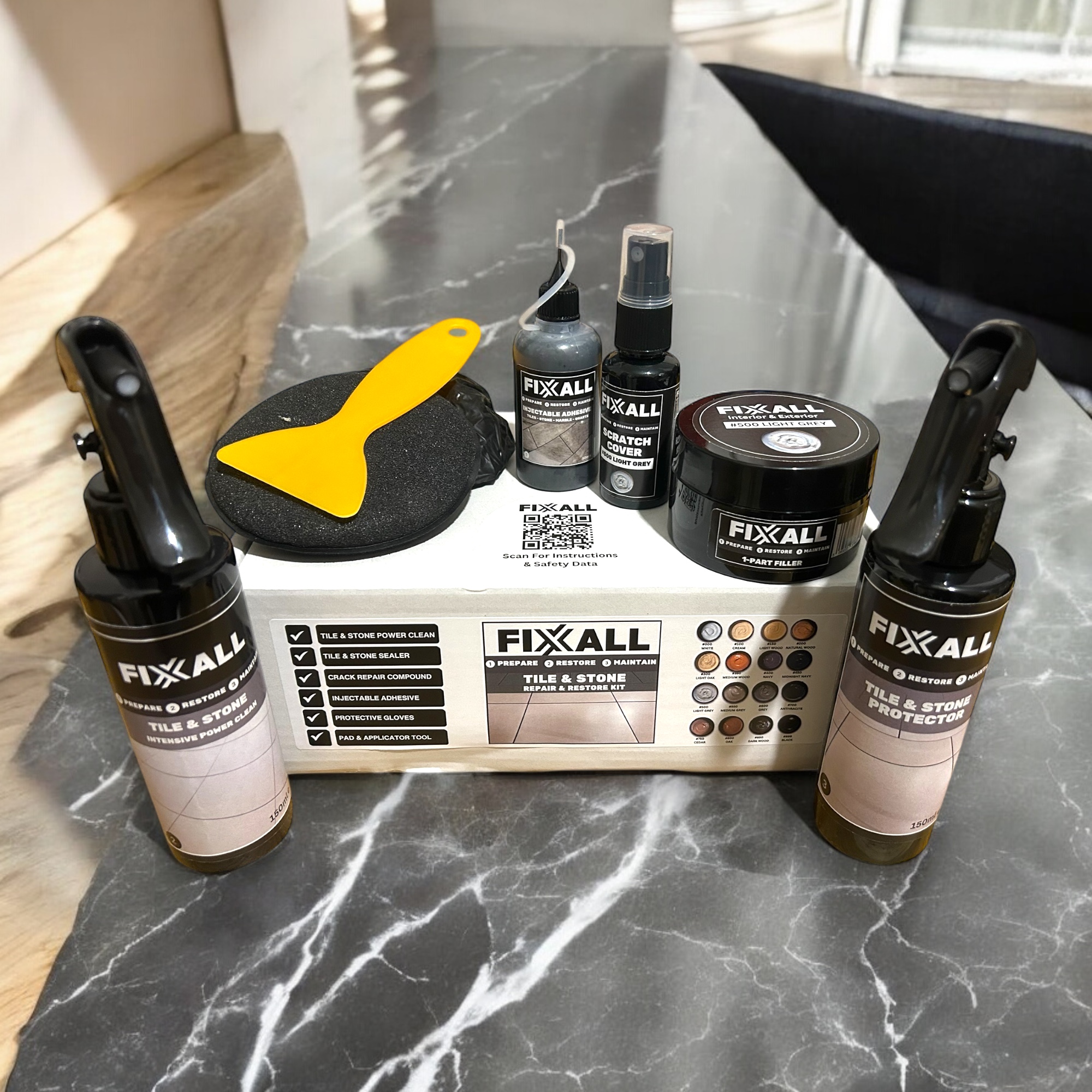 Fixxall Tile And Stone Restoration Repair Kit – Colour Matched Filler, Scratch Cover, Cleaner, Sealer - Image 10