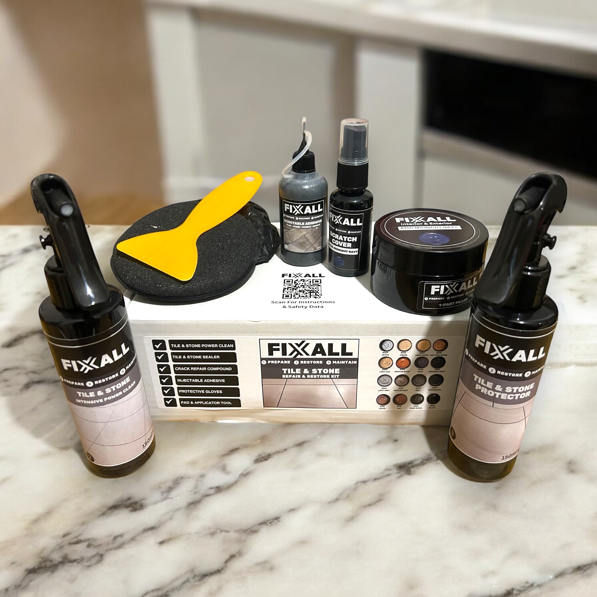 Fixxall Tile And Stone Restoration Repair Kit – Colour Matched Filler, Scratch Cover, Cleaner, Sealer - Image 8