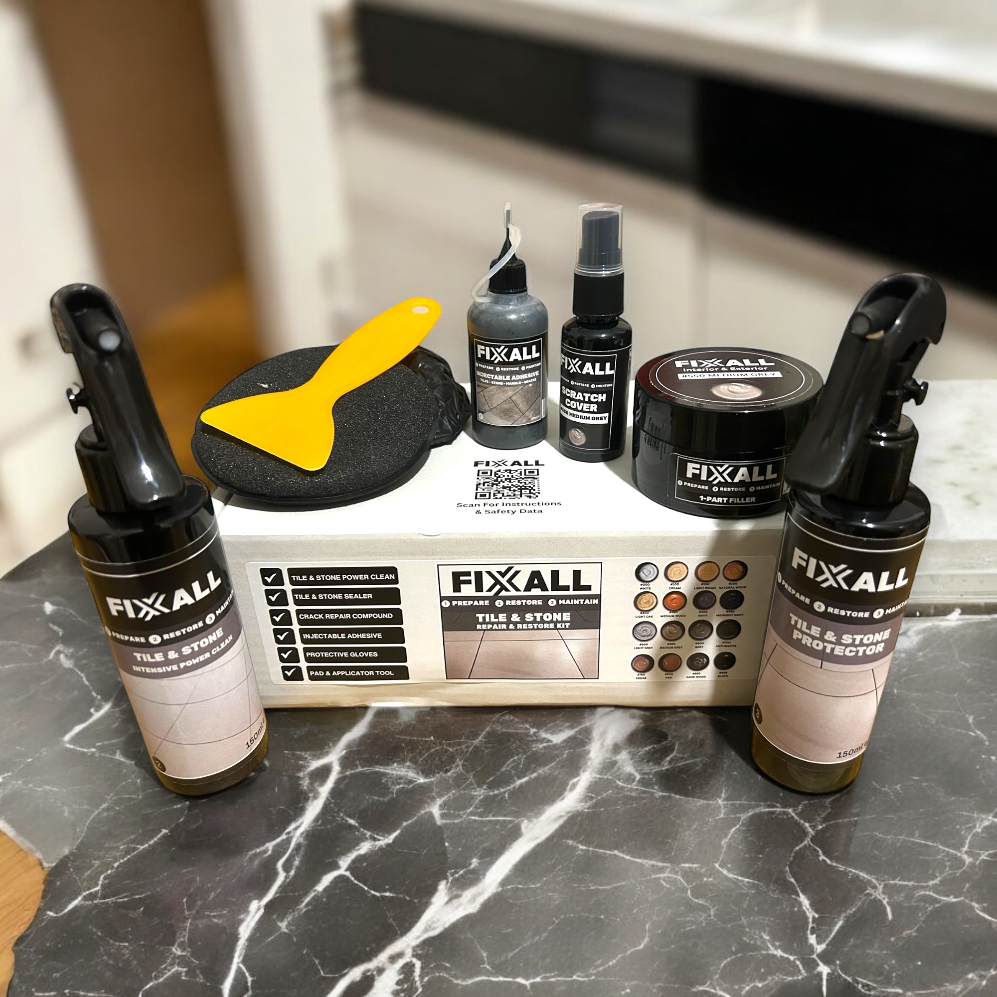 Fixxall Tile And Stone Restoration Repair Kit – Colour Matched Filler, Scratch Cover, Cleaner, Sealer - Image 7