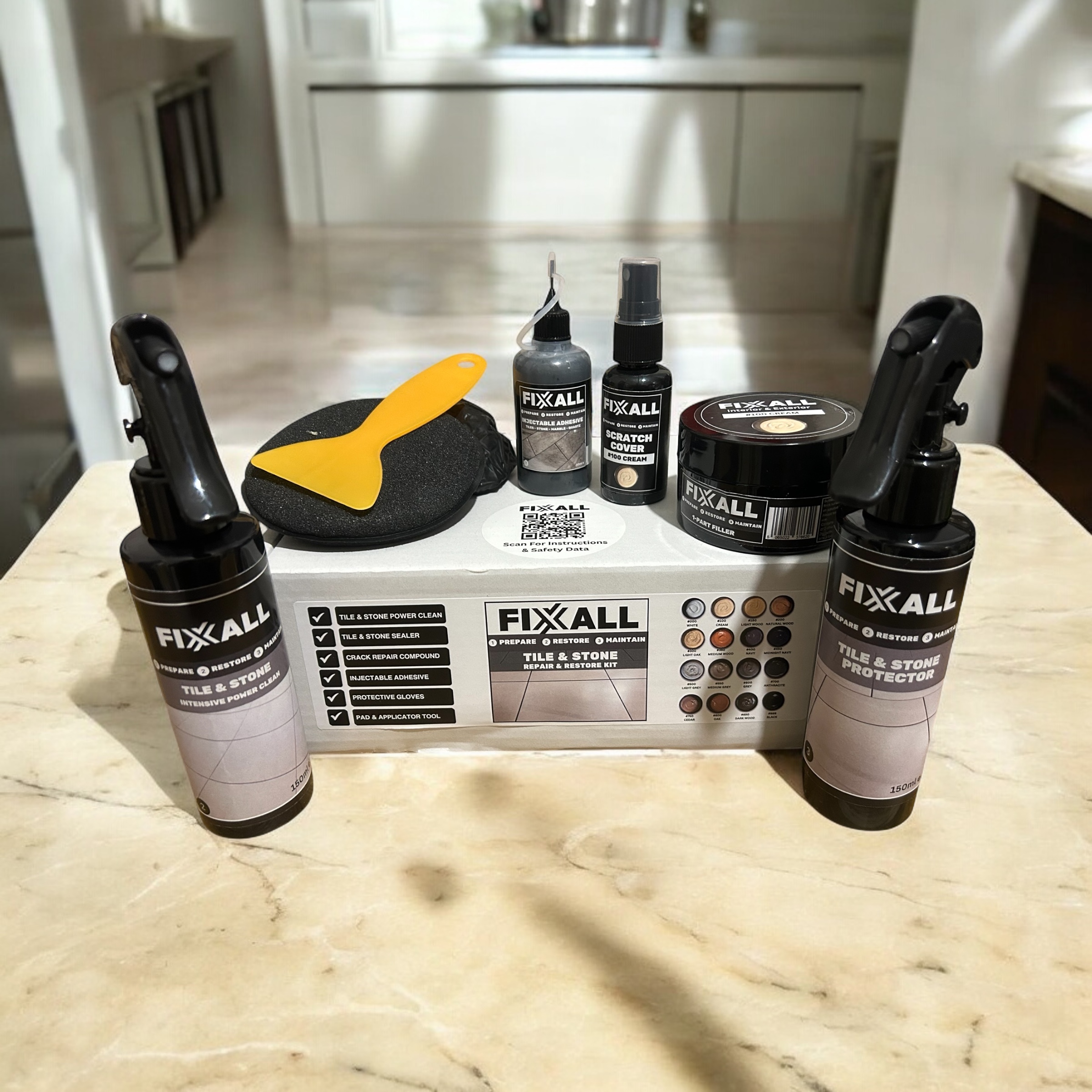 Fixxall Tile And Stone Restoration Repair Kit – Colour Matched Filler, Scratch Cover, Cleaner, Sealer - Image 6