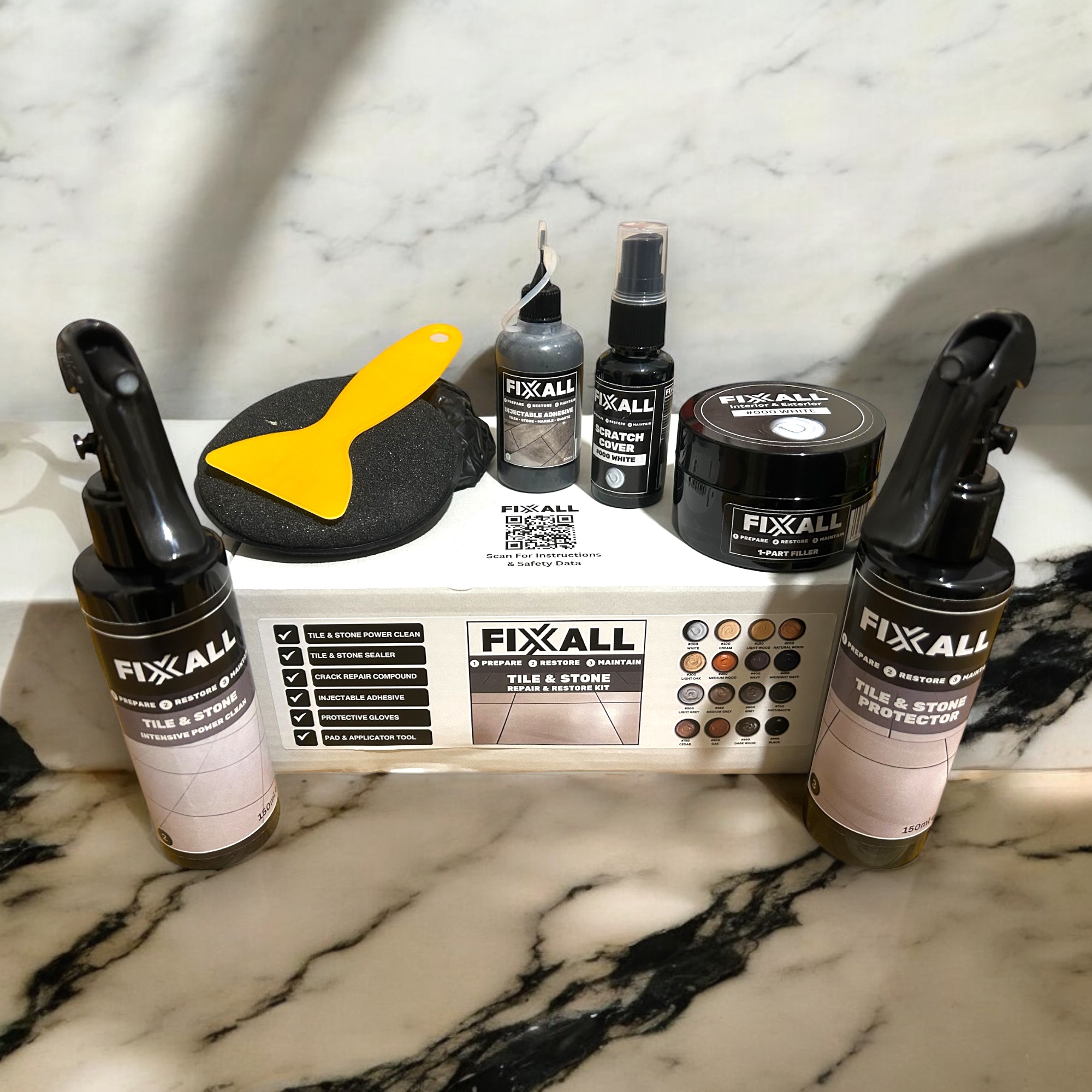 Fixxall Tile And Stone Restoration Repair Kit – Colour Matched Filler, Scratch Cover, Cleaner, Sealer - Image 5