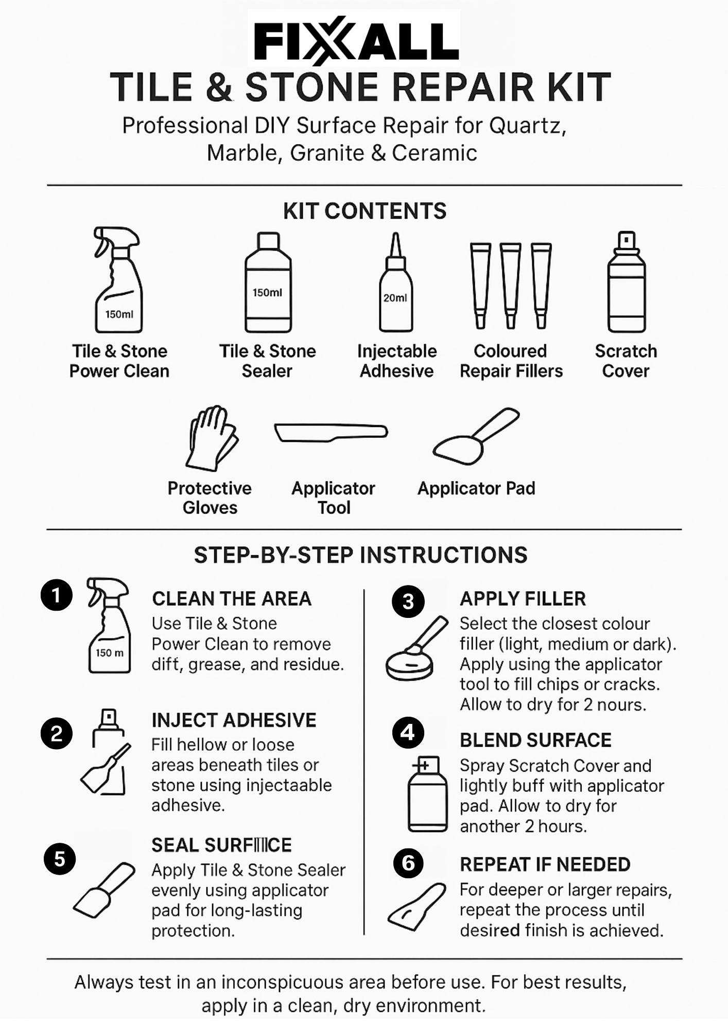 Fixxall Tile & Stone Repair & Restoration Kit - Image 2